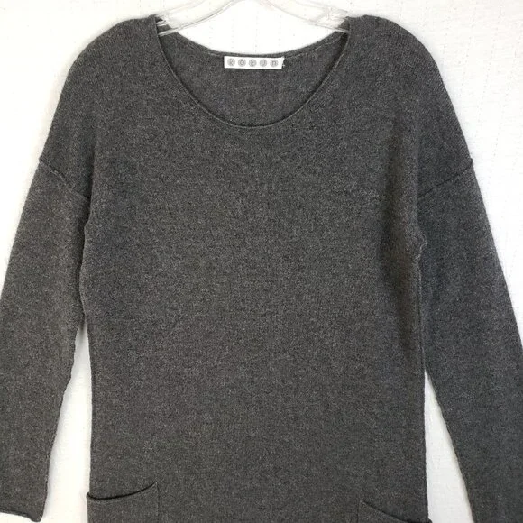 KOKUN 100% Cashmere Sweater Dress Tunic Knit Gray size S Relaxed Fit Lagenlook - Picture 2 of 11